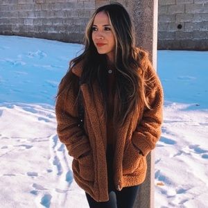 teddy jacket long sleeve women coat faux fur winter warm
Oversized fit camel